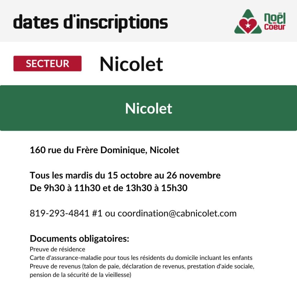 Dates d'inscriptions - Noel du Coeur (2)